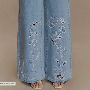 Meshki - Carmella Embroided Jeans - Mid Blue - NWT